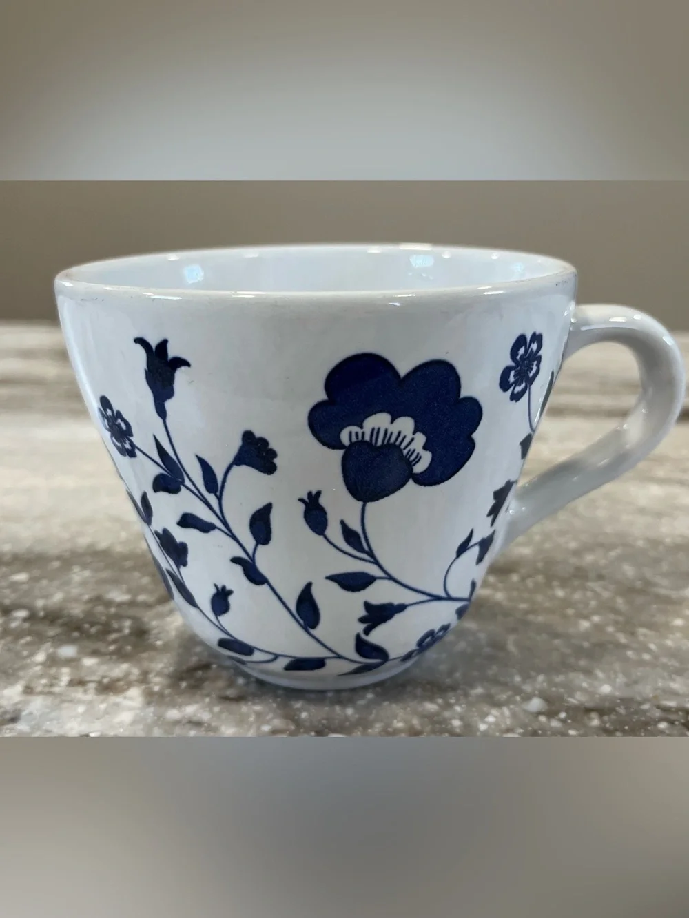 IKEA White Ceramic Mug with Blue Floral Motif